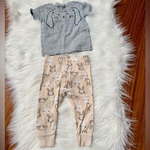 Old Navy Beige Bunny Face Tee & Jogger Set